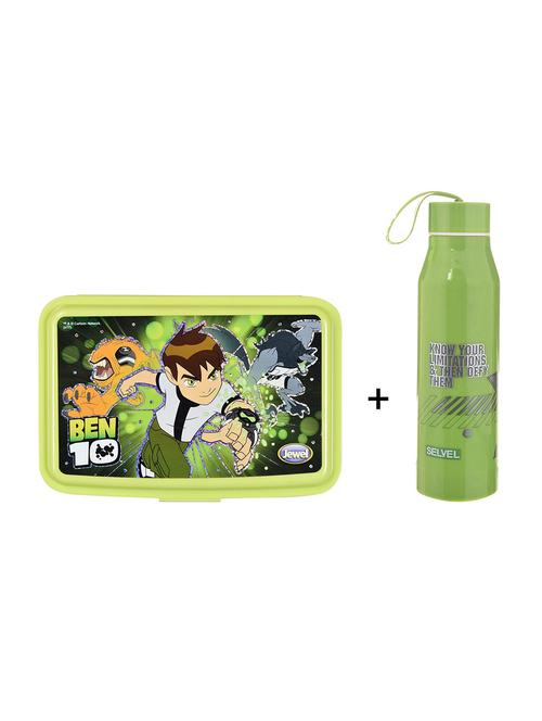 printed combo water bottle and  lunch box with  1 bowl & 1 spoon - 13433801 - Very Small Image - 1