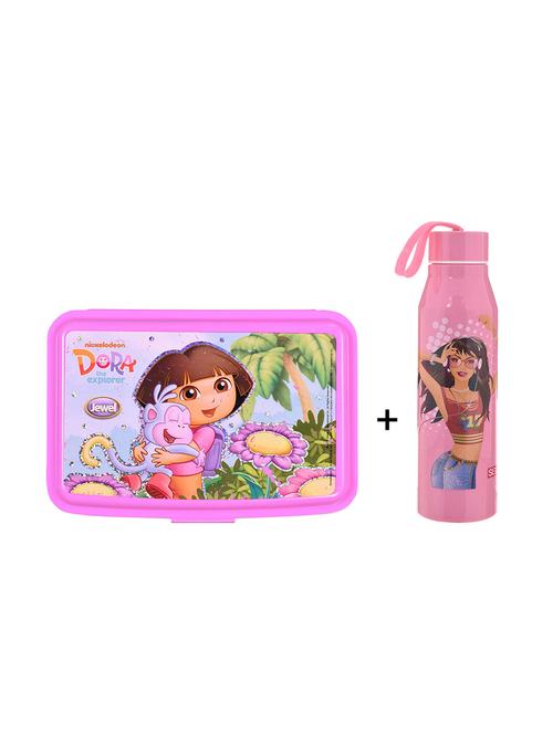 printed combo water bottle and  lunch box with   1 bowl & 1 spoon - 13433807 - Very Small Image - 1