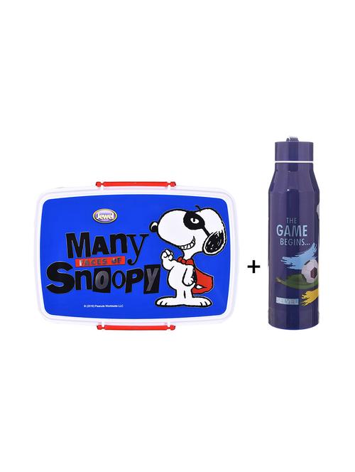 printed combo water bottle and  lunch box with   2 bowls & 1 spoon - 13433811 - Very Small Image - 1