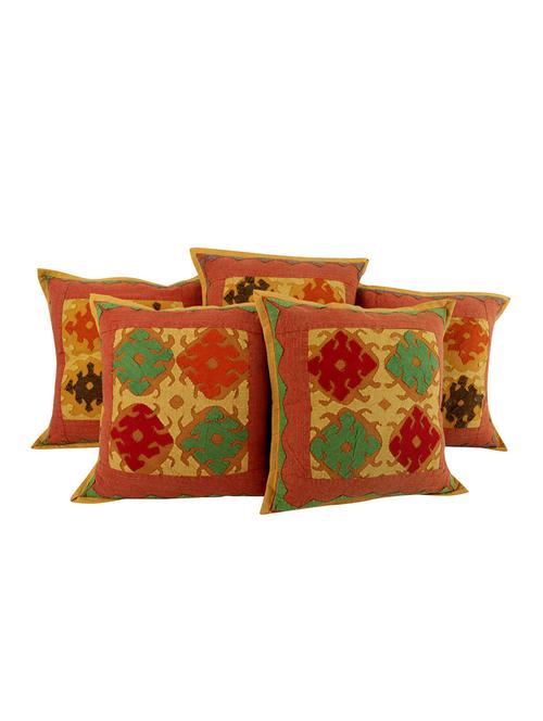 rajrang kantha work set of 5 cotton cushion cover - 13434123 - Very Small Image - 1