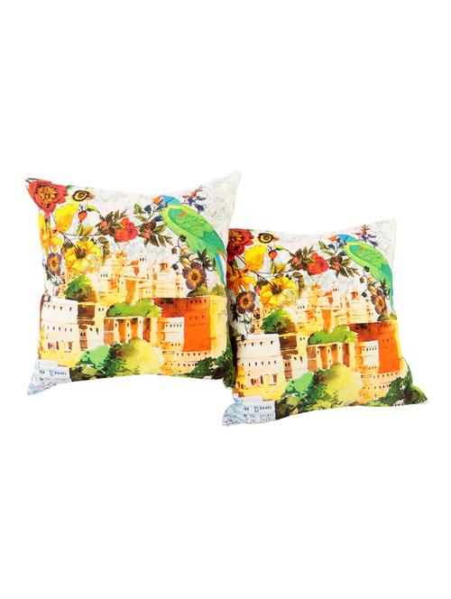 rajrang digital printed set of 2 pcs. cotton bird cushion cover - 13434959 - Very Small Image - 1