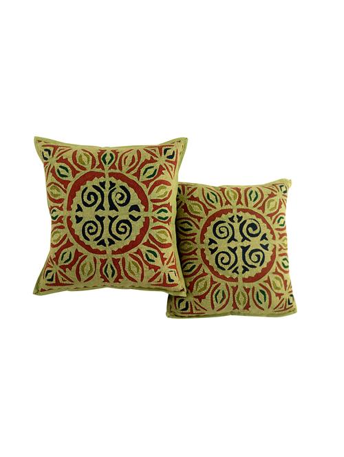 rajrang applique work set of 2 pcs. cotton geometric cushion cover - 13435026 - Very Small Image - 1