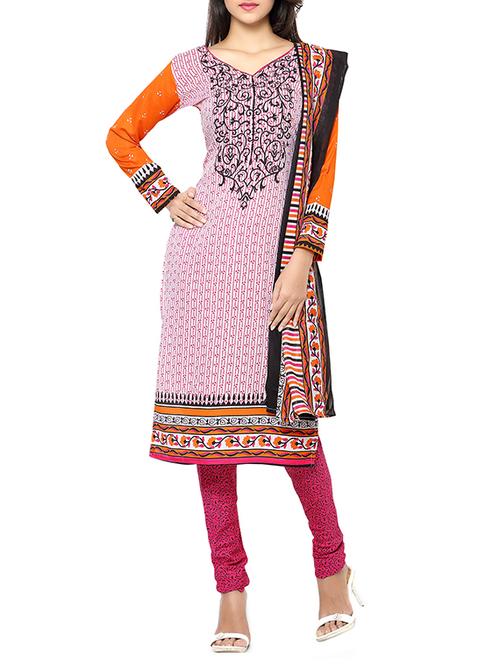pink printed dress material - 13435100 - Very Small Image - 1