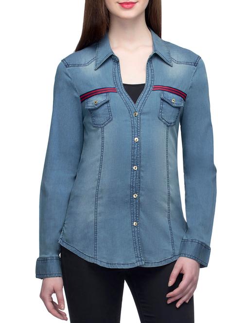 blue cotton regular shirt - 13435453 - Very Small Image - 1