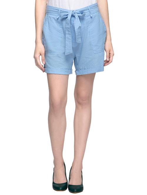 blue cotton regular shorts - 13435463 - Very Small Image - 1