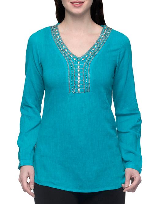 light blue cotton regular top - 13435490 - Very Small Image - 1