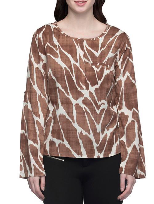 brown printed regular top - 13435494 - Very Small Image - 1