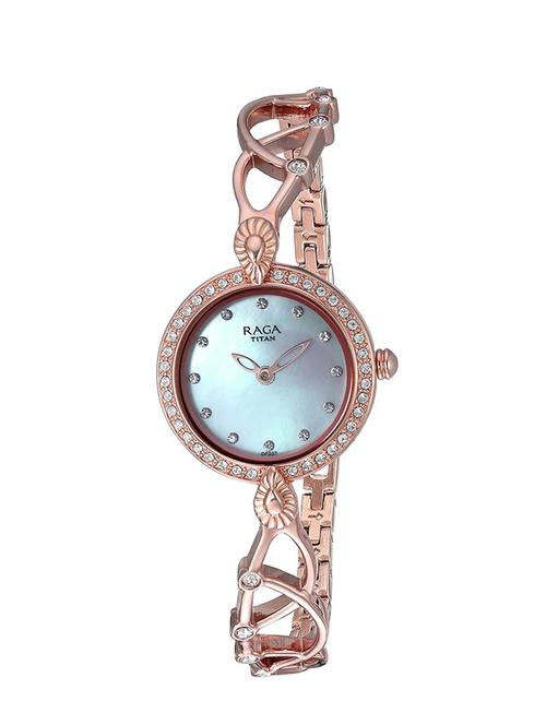 titan raga moonlight mop dial rose gold strap analog watch for women-95022wm01j - 13437055 - Very Small Image - 1