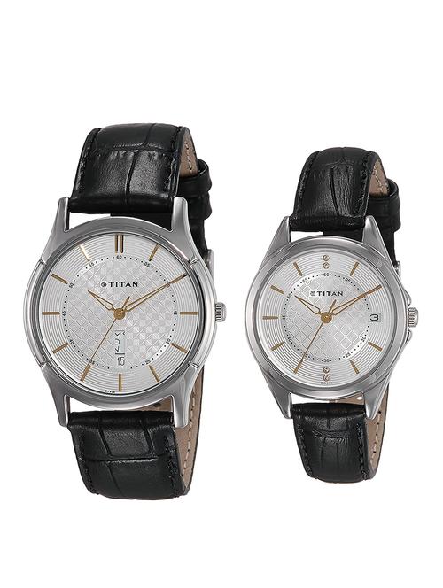 titan analog silver dial unisex watch combo-16362565sl01 - 13437243 - Very Small Image - 1