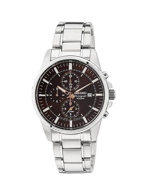 seiko dress chronograph brown dial men's watch - snaf05p1 - 13437532 - Very Small Image - 1