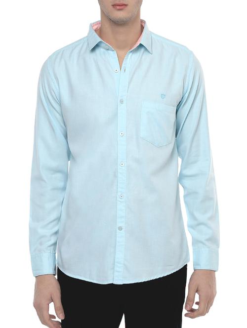 light blue cotton casual shirt - 13437673 - Very Small Image - 1