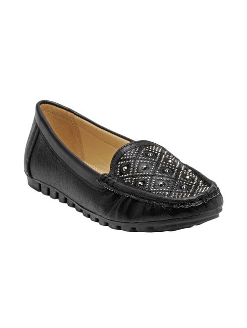 black faux leather slip on loafers - 13437843 - Very Small Image - 1