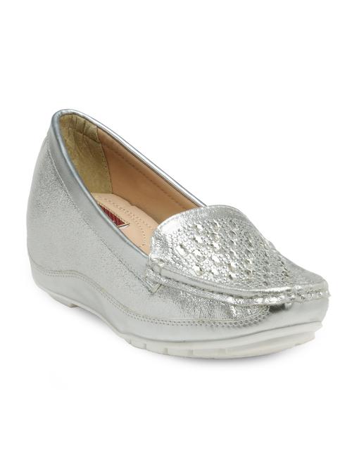 silver faux leather slip on loafers - 13437849 - Very Small Image - 1