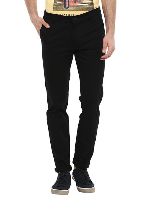 black cotton chinos casual trousers - 13440768 - Very Small Image - 1