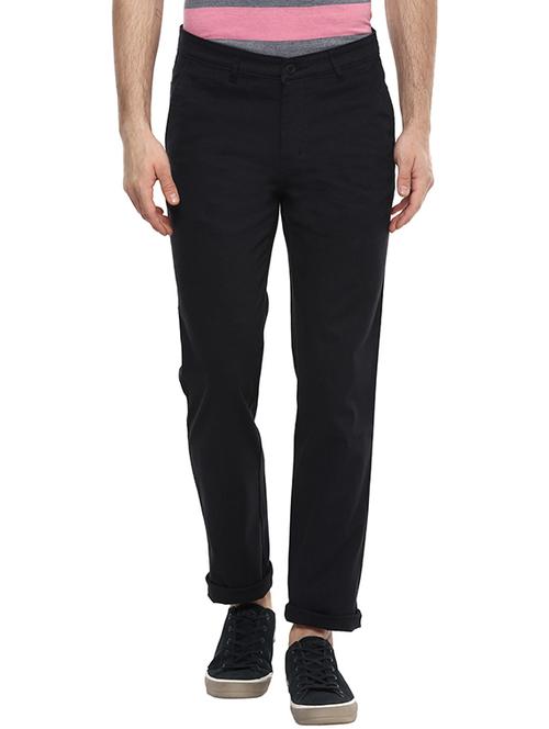 Black Cotton Chinos Casual Trousers - 13440773 - Very Small Image - 1