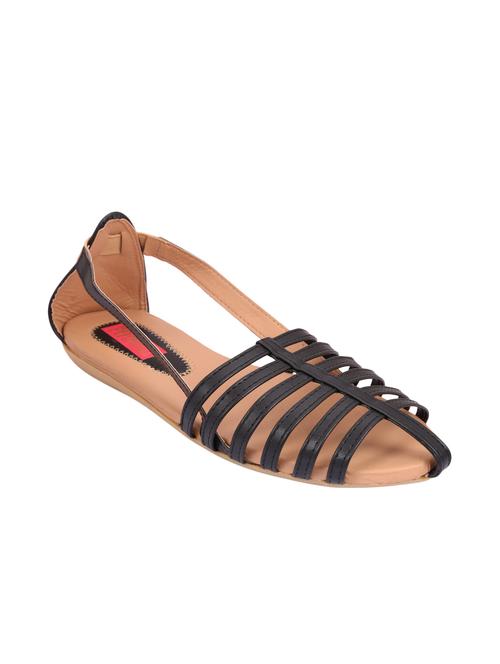 black faux leather slip on sandals - 13441136 - Very Small Image - 1