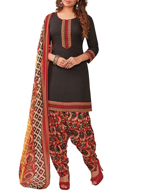 black patiyala unstitched suit - 13441410 - Very Small Image - 1