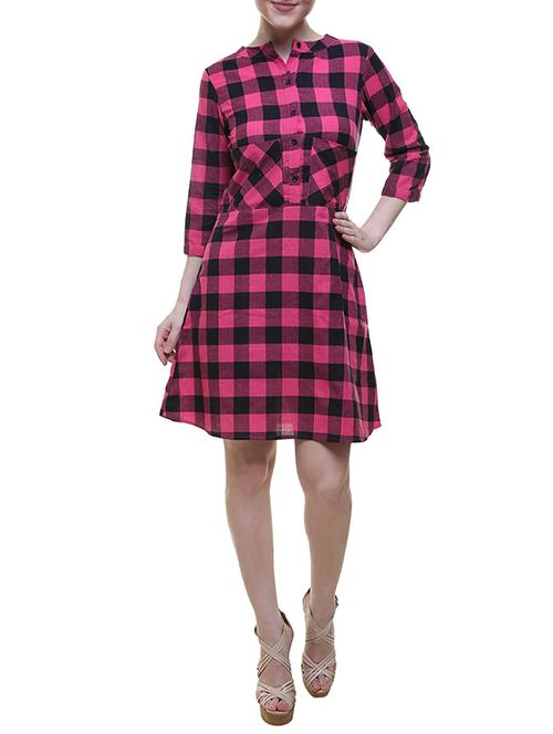 pink cotton aline dress - 13442507 - Very Small Image - 1