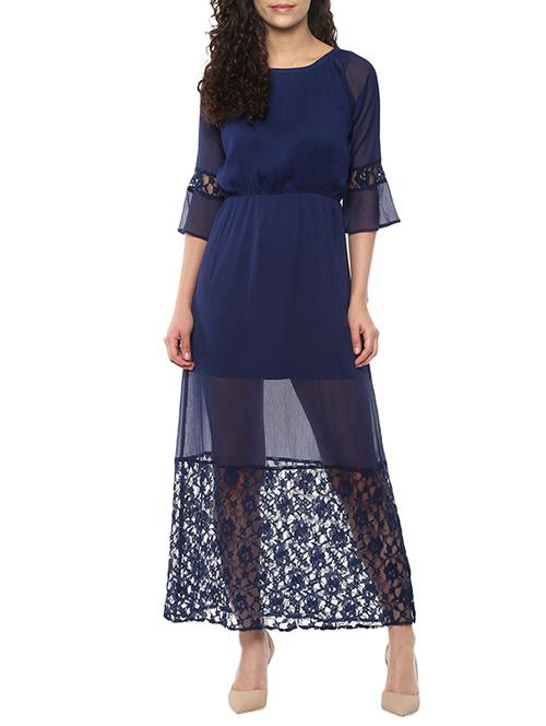 solid blue  maxi dress - 13444578 - Very Small Image - 1