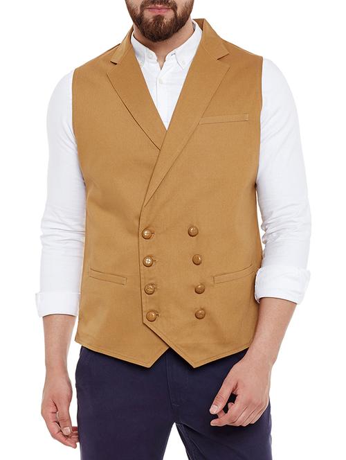 Brown Cotton Waist Coat - 13444720 - Very Small Image - 1