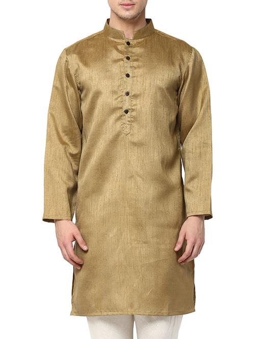 solid light brown cotton kurta - 13445177 - Very Small Image - 1