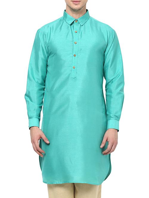 green cotton kurta - 13445192 - Very Small Image - 1