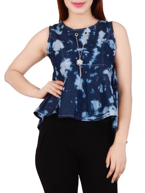 blue denim a line top - 13446267 - Very Small Image - 1