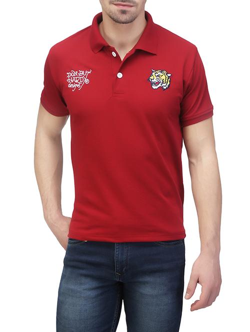 cherry red cotton polo t-shirt - 13446389 - Very Small Image - 1