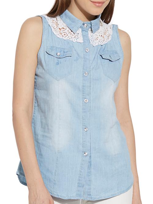 light blue denim regular shirt - 13446818 - Very Small Image - 1