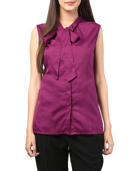 purple crepe regular shirt - 13447535 - Very Small Image - 1