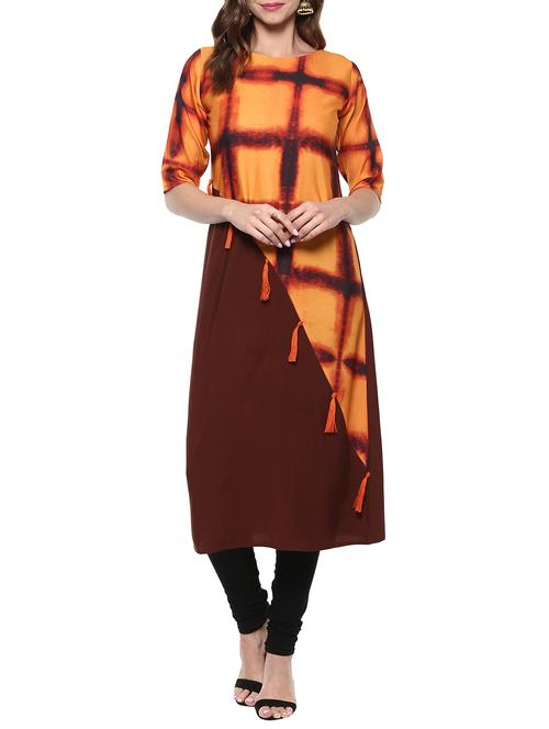 straight kurta with tassels - 13448043 - Very Small Image - 1