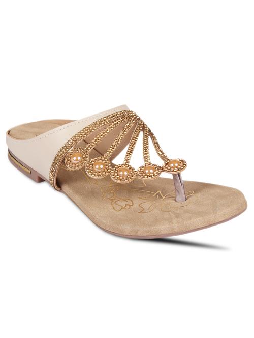 gold faux leather toe separator sandals - 13448350 - Very Small Image - 1