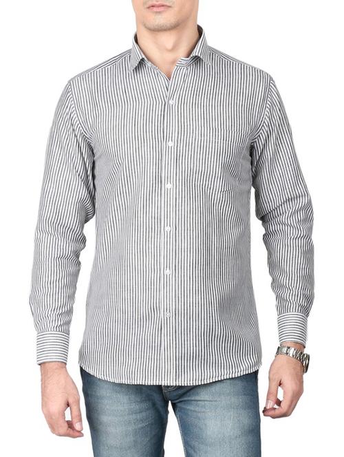 grey striped cotton casual shirt - 13449947 - Very Small Image - 1