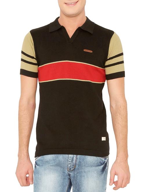 black cotton color block t-shirt - 13453174 - Very Small Image - 1