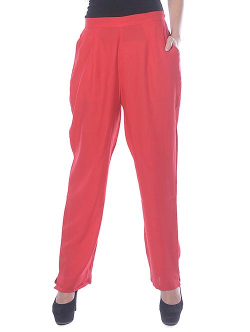 red rayon pleated trouser - 13454561 - Very Small Image - 1