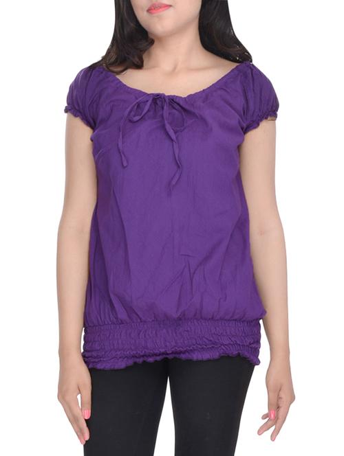 purple cotton blouson top - 13455431 - Very Small Image - 1