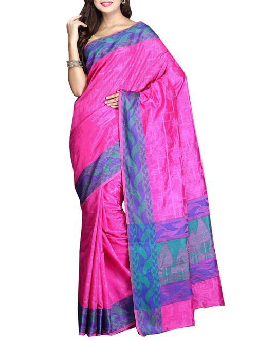 pink silk saree with blouse - 13455497 - Very Small Image - 1