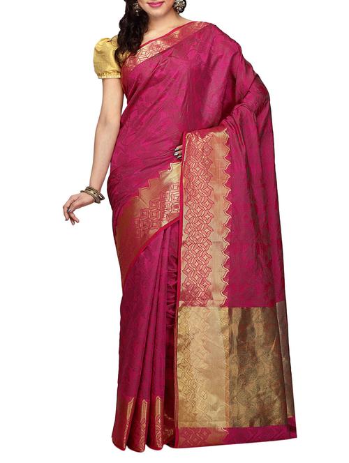 magenta silk saree with blouse - 13455592 - Very Small Image - 1