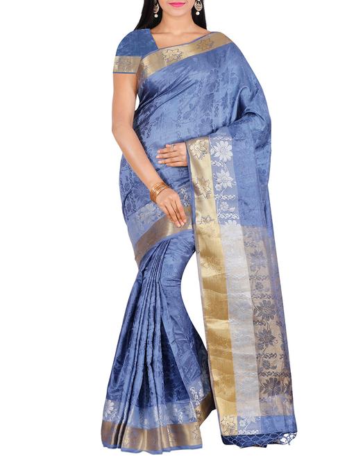 grey art tussar silk saree with blouse - 13455680 - Very Small Image - 1