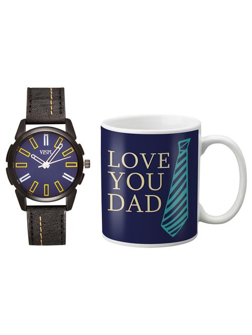 vespl  analogue blue dial men's watch- with ceramic coffee mug gift for father's day - 13458193 - Very Small Image - 1