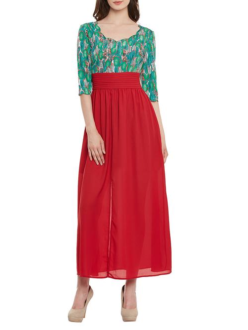 front slit gathered maxi dress - 13458831 - Very Small Image - 1