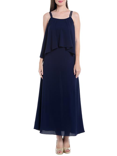 blue crepe ruffle maxi dress - 13459501 - Very Small Image - 1