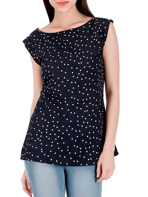 Navy Blue Crepe Regular Top - 13459549 - Very Small Image - 1