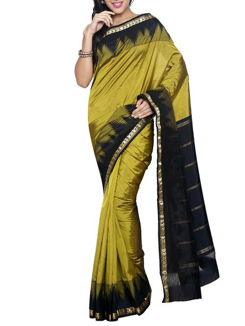 yellow kanjivaram silk saree with blouse - 13459577 - Very Small Image - 1