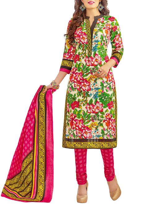multi colored cotton printed unstitched suit - 13460028 - Very Small Image - 1
