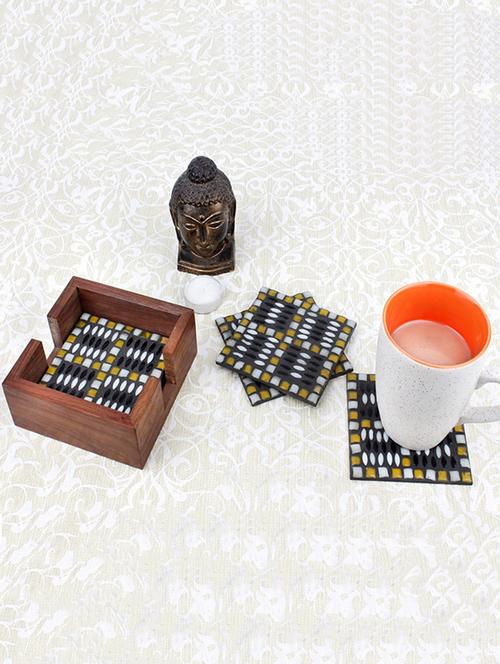 earthenmetal handcrafted designer mosaic glass coasters-set of 6 - 13461756 - Very Small Image - 1