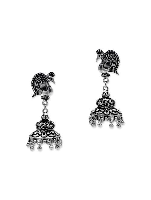 peacock design jhumki earrings - 13462599 - Very Small Image - 1