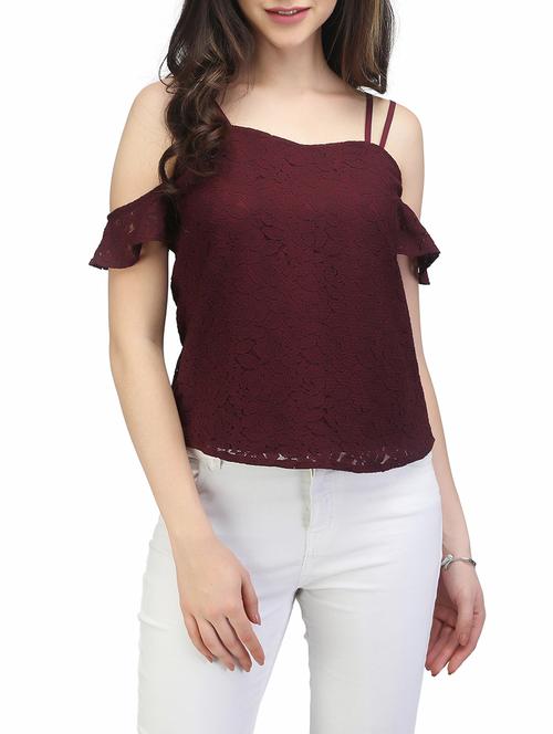 cold shoulder laced top - 13464074 - Very Small Image - 1