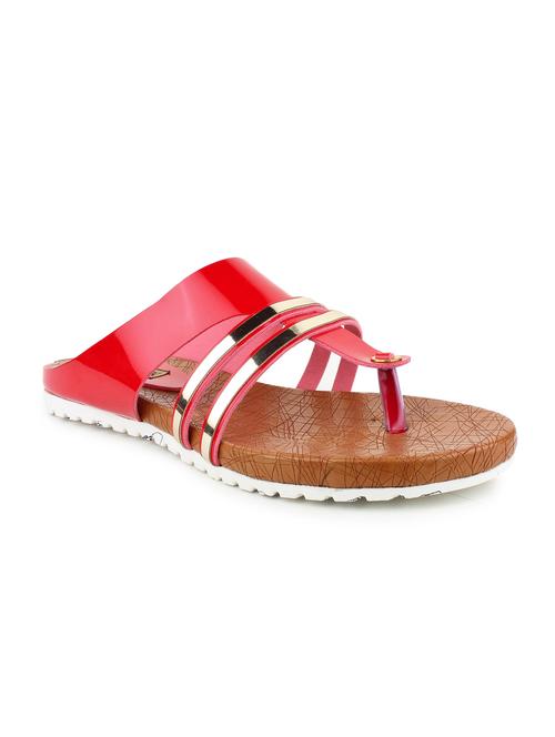 red leatherette toe separator sandals - 13465853 - Very Small Image - 1