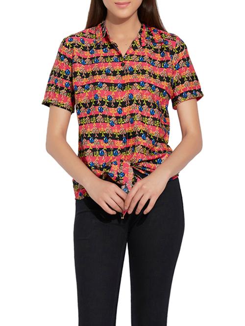 multicolored printed tie up top - 13466263 - Very Small Image - 1